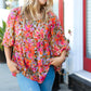 Sage Floral Chiffon Three Quarter Sleeve Peplum Top