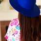 Blue Felt Hard Rim Fedora Hat