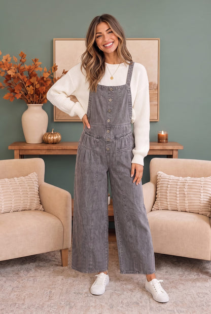 Just Darling Wide Leg Denim Overall