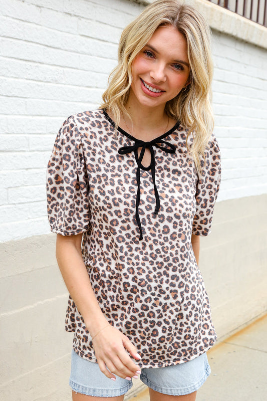 Animal Print Front Tie Top