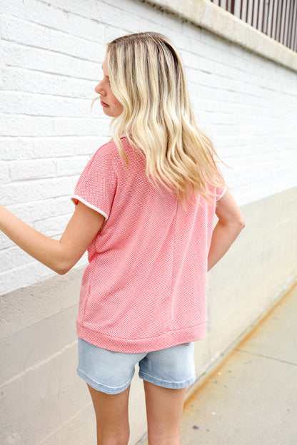 Coral Collar Waffle Knit Top