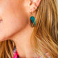 Wood & Turquoise Geometric Drop Earrings