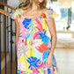 Sunny Days Yellow Tropical Print Ruffle Lined Drawstring Dress