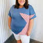 Red Striped Star Detail French Terry Patriotic Top