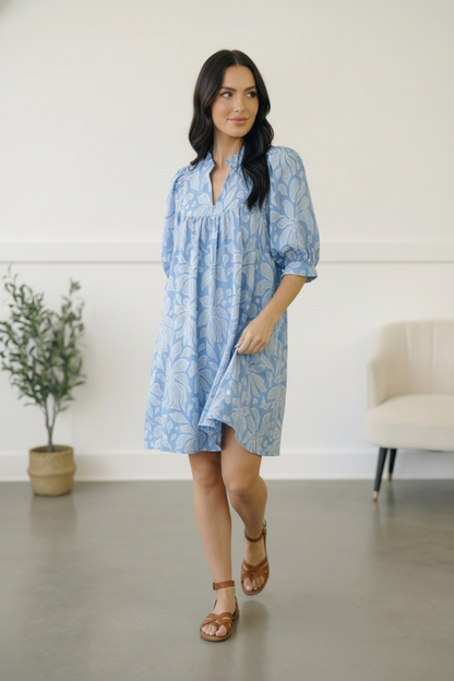 Garden at the Harbor Blue Dress