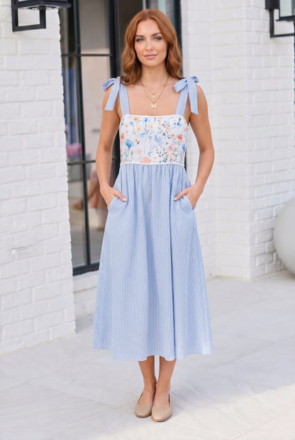 Wildflower Wishes Striped Midi Dress