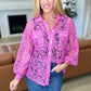 Stick Together Lace Button Up in Magenta