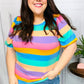 Can't Look Away Multicolor Stripe Bubble Sleeve Terry Top