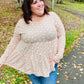 All For You Taupe Abstract Dot Tiered Babydoll Top