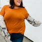 Ginger Hacci Drop Shoulder Paisley Bubble Sleeve Top