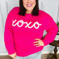 Love In the Air Fuchsia "Xoxo" Embroidered Sweater