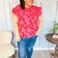 All The Frills Red & Fuchsia Floral Smocked Ruffle Sleeve Top