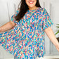 Looking Your Way Blue Floral Ruffle Hem Tiered Top