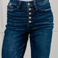 Janice High Rise Button Fly Wide Leg Crop Jeans