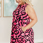 Lizzy Tank Dress in Pink and Black Damask