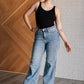 Melia High Rise Side Seam Detail Wide Leg Jeans