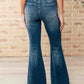 Miley High Waist Control Top Frayed Hem Flare Jeans