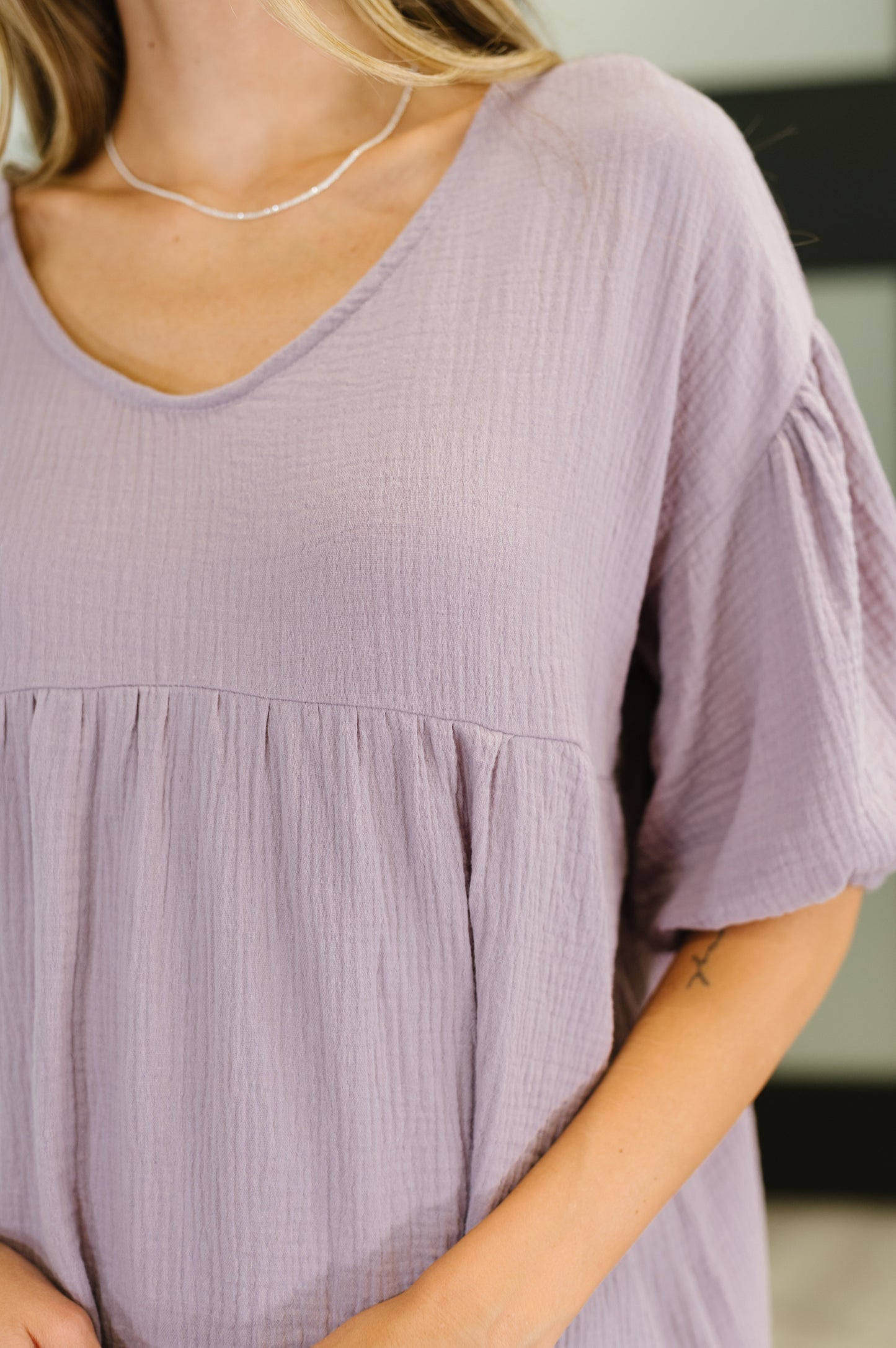 Bubble Sleeve Peasant Blouse