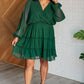 Starlit Glow V-Neck Tiered Dress in Hunter Green