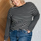 Super Clever Patchwork Striped Top in Black