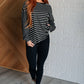 Super Clever Patchwork Striped Top in Black