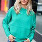 Chic Pursuits Kelly Green Chenille Raw Seam Mock Neck Sweater