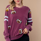 Sequin Football Long Sleeve Knit Top