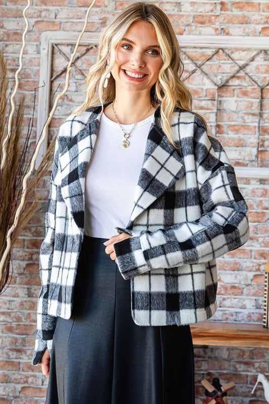 Checkmate Chic Faux Fur Coat