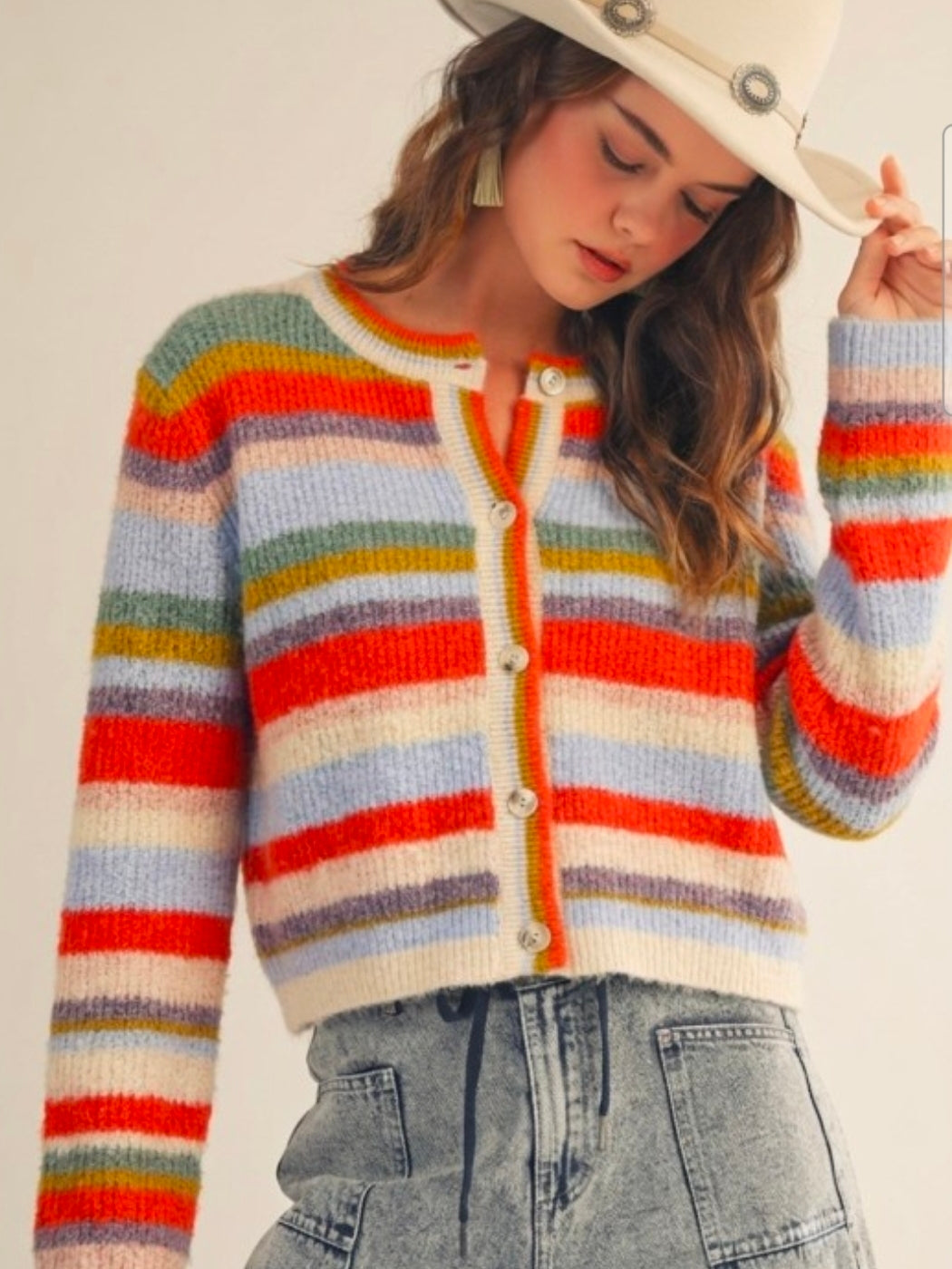 Fall Striped Cardi in Orange