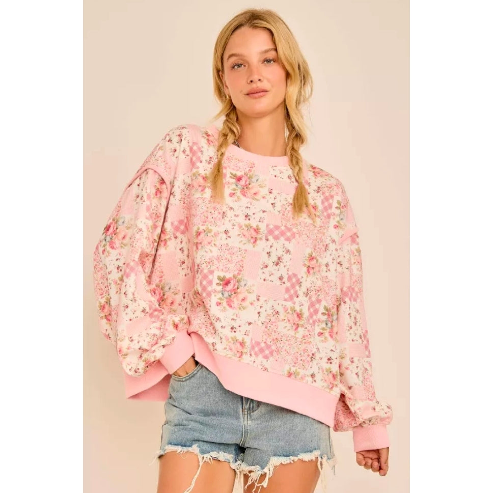 Pink Patchwork Sweatshirt