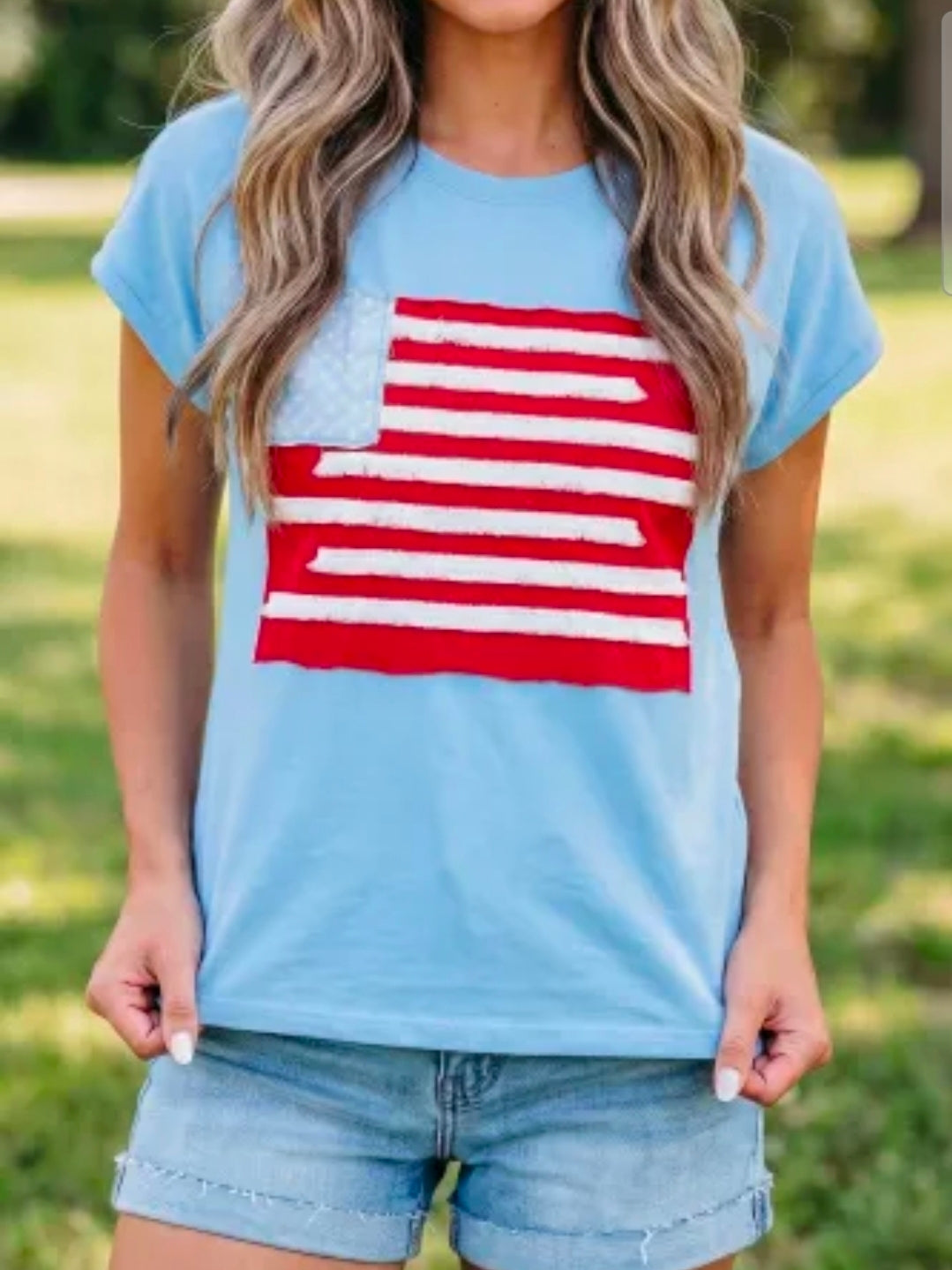 Mist Blue Flag Top
