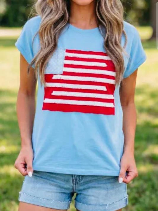 Mist Blue Flag Top