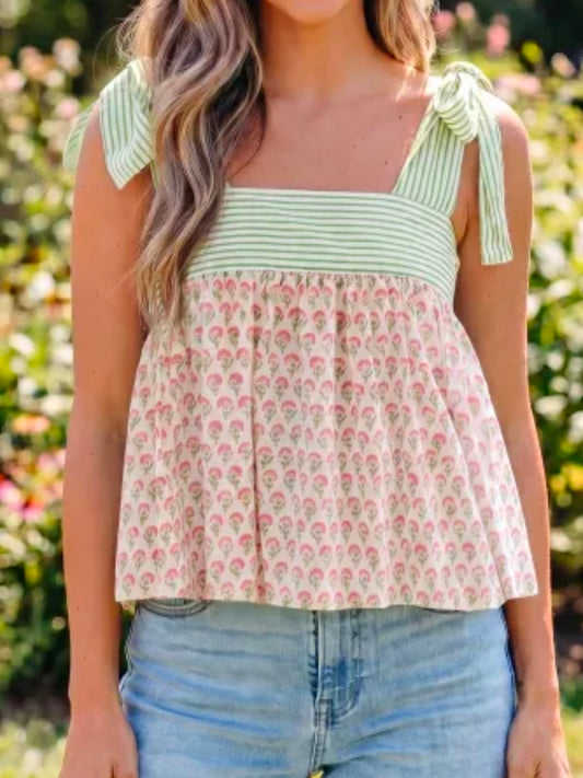 Pink Floral Babydoll Tank
