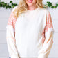 Cream Ditzy Floral Bubble Sleeve Lace Trim Pullover