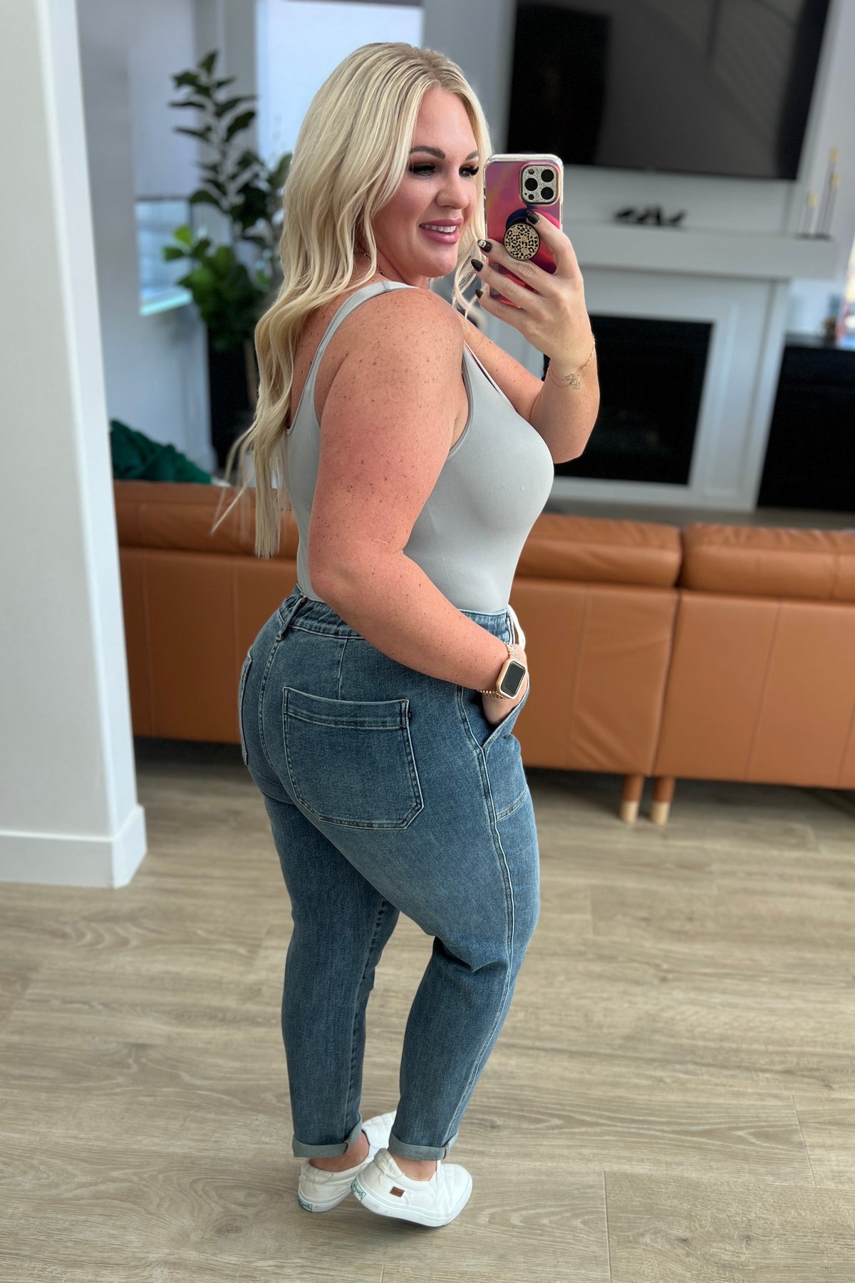 Payton Pull On Denim Joggers in Medium Wash