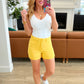 Jenna High Rise Control Top Cuffed Shorts in Yellow