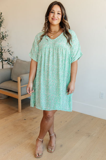 Dolman Sleeve Dress in Mint Floral